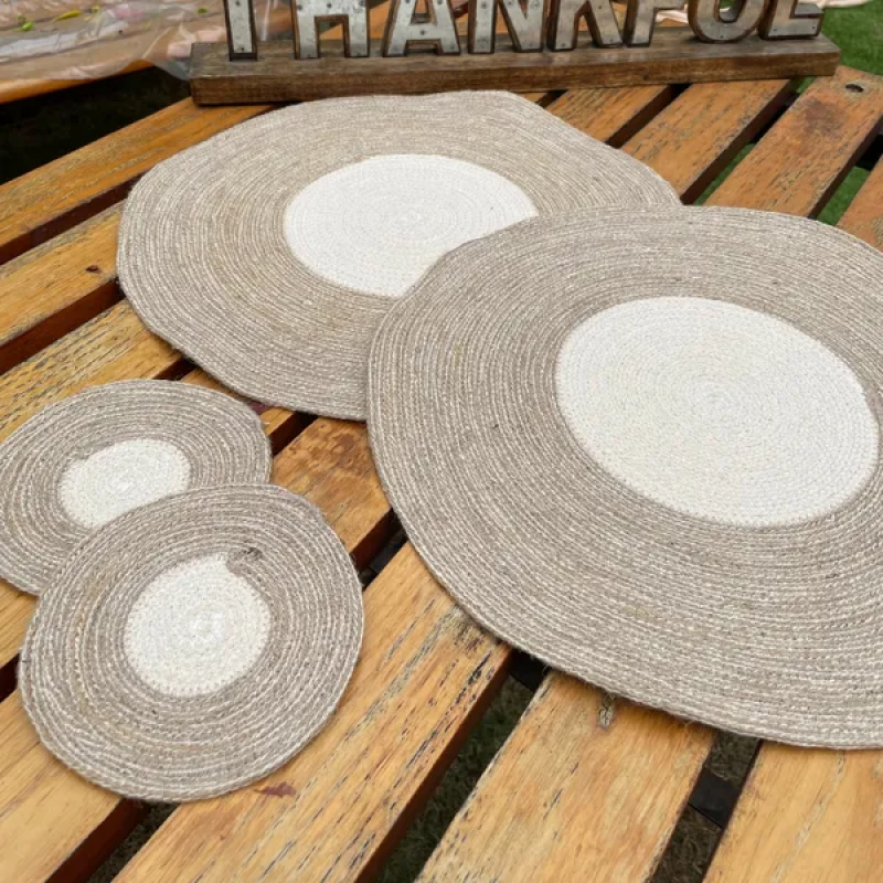 Circle of Serenity White Jute Placemat